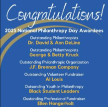 Outstanding Philanthropic Organization Logo With Crescendo Consulting Branding And Celebratory Text.