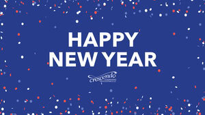 - Crescendo Consulting New Year Celebration With Festive Confetti And Joyful Message.